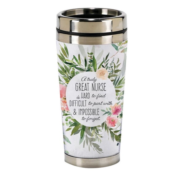 Truly Great Nurse Floral Print 16 ounce Sentimental Travel Mug