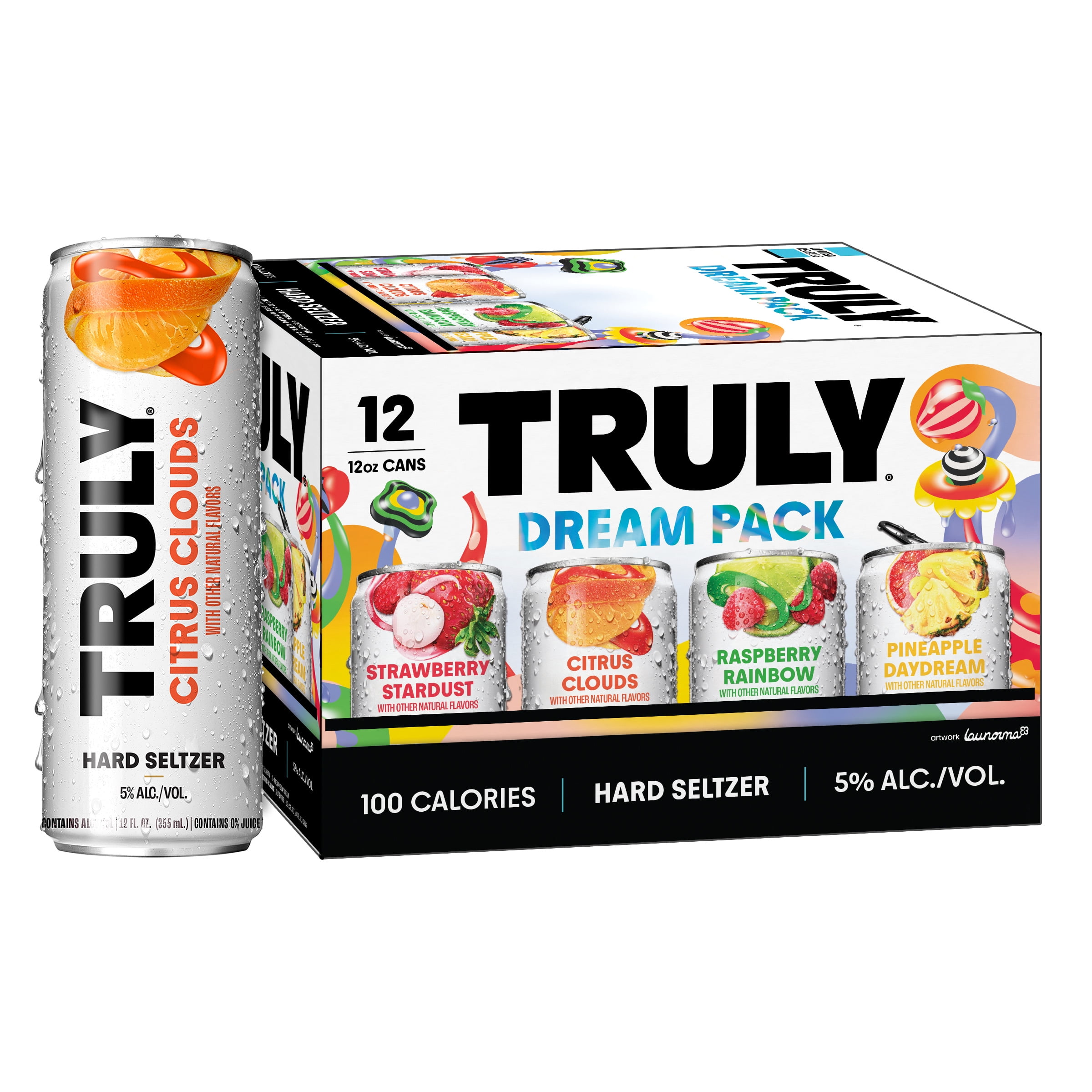 Truly Hard Seltzer Dream pack Variety, 12 pack, 12 fl oz Aluminum Cans, 5% ABV