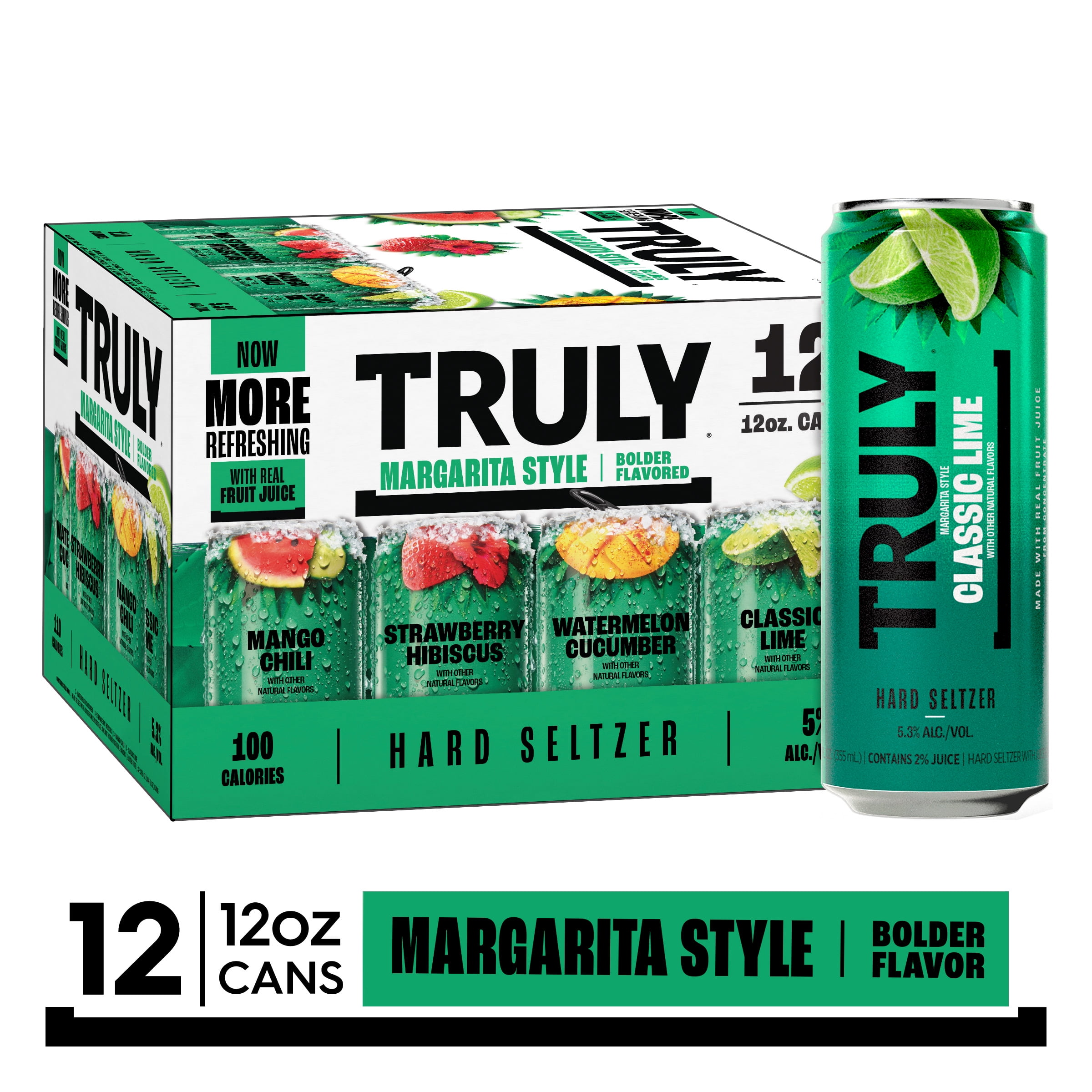 Truly Hard Seltzer Margarita Style Variety Pack, 12 Pack, 12 fl. oz. Cans, 5.3% ABV