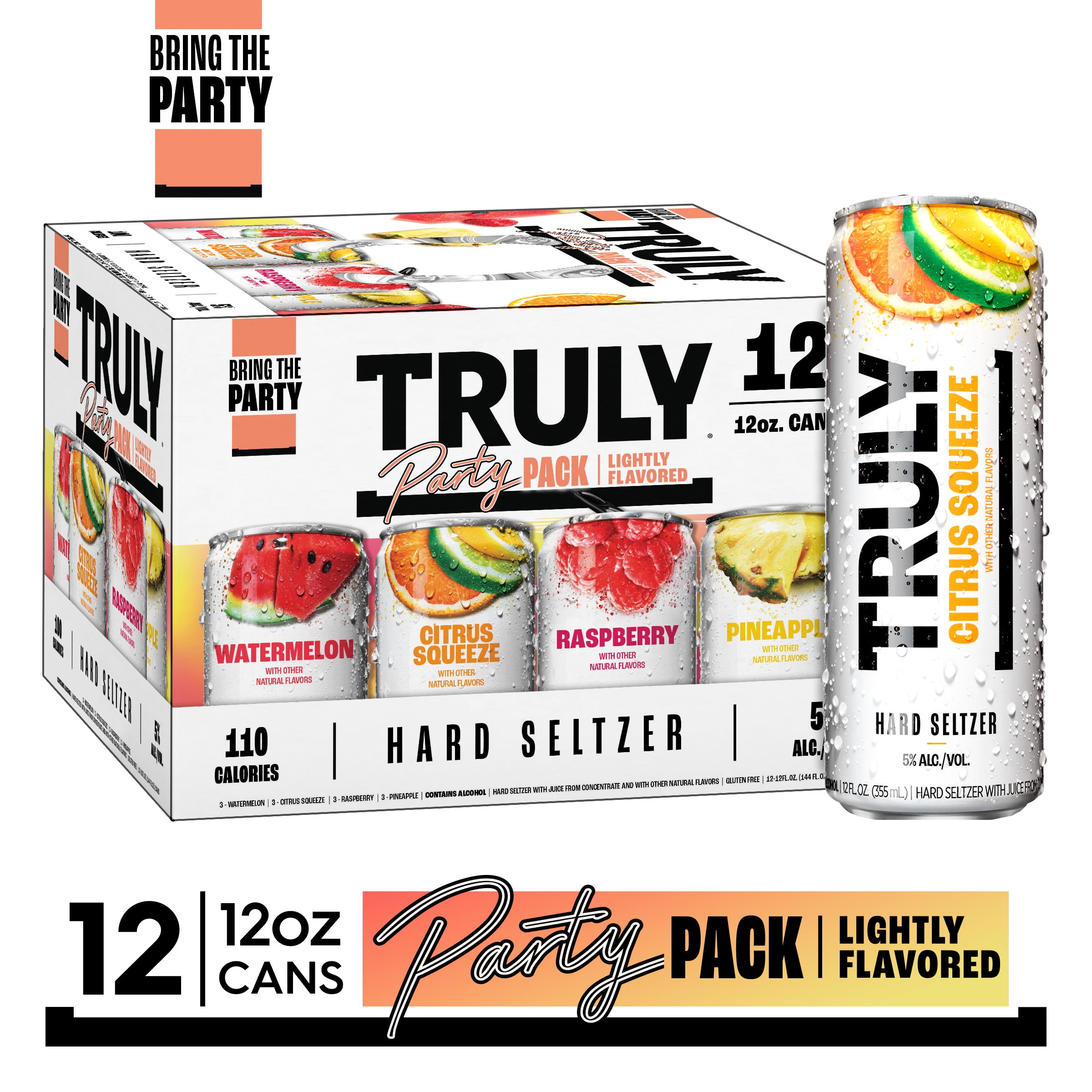 Truly Hard Seltzer Party Pack Variety, 12 Pack, 12 fl oz Aluminum Cans, 5% ABV