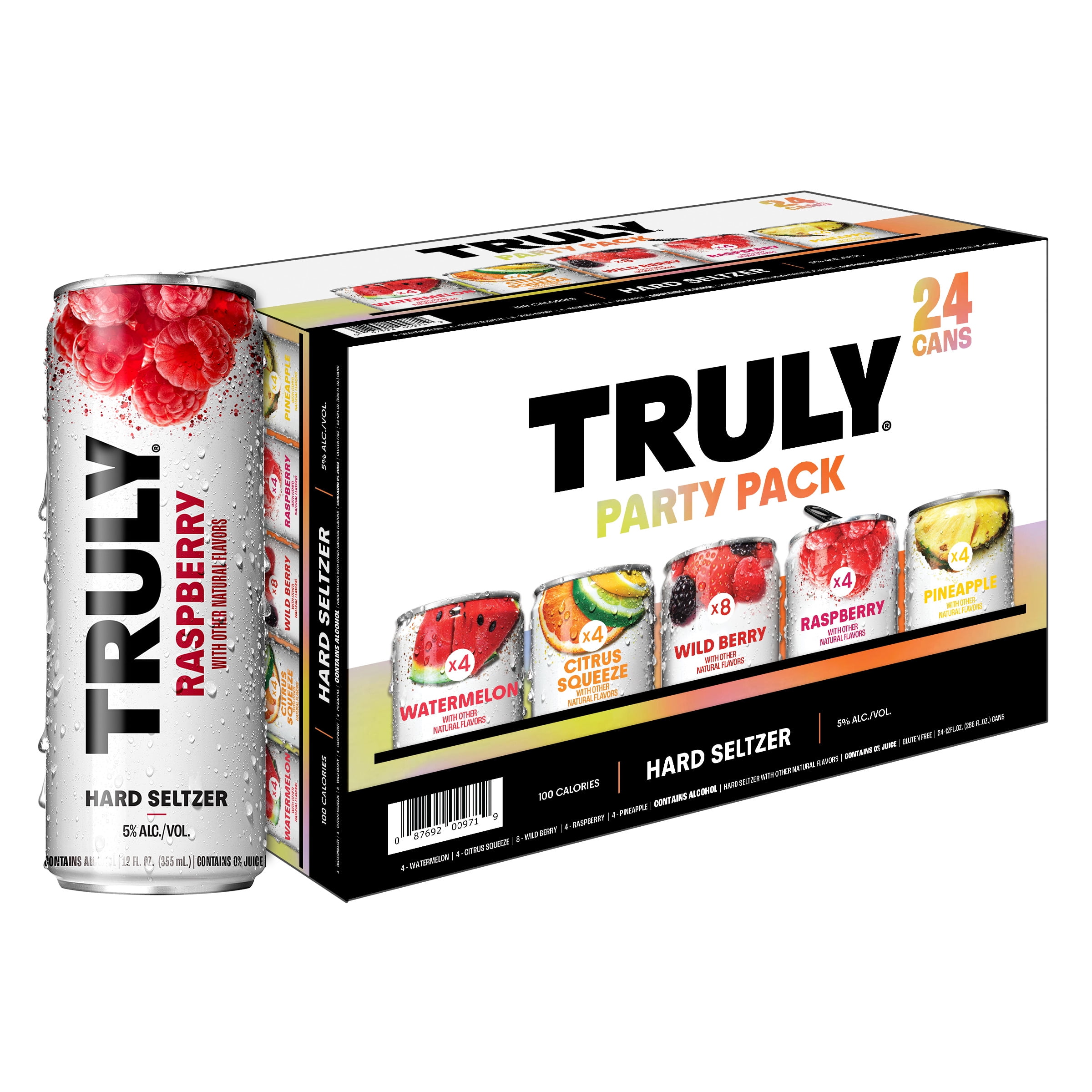 Truly Hard Seltzer Party pack Variety, 24 pack, 12 fl oz Cans, 5% ABV
