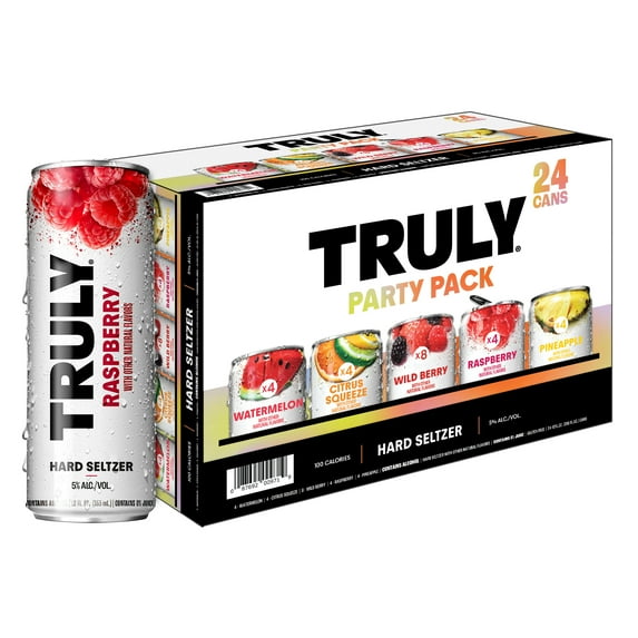 Truly Hard Seltzer Party pack Variety, 24 pack, 12 fl oz Cans, 5% ABV