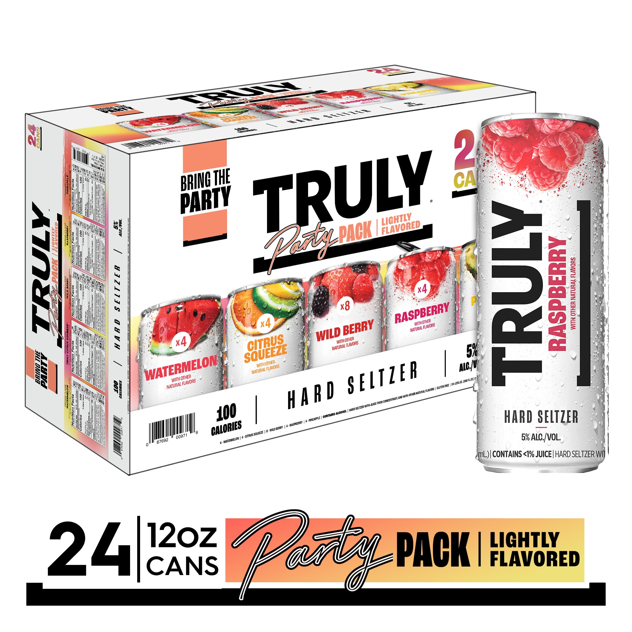 Truly Hard Seltzer Party Pack Variety, 24 Pack, 12 fl oz Cans, 5% ABV