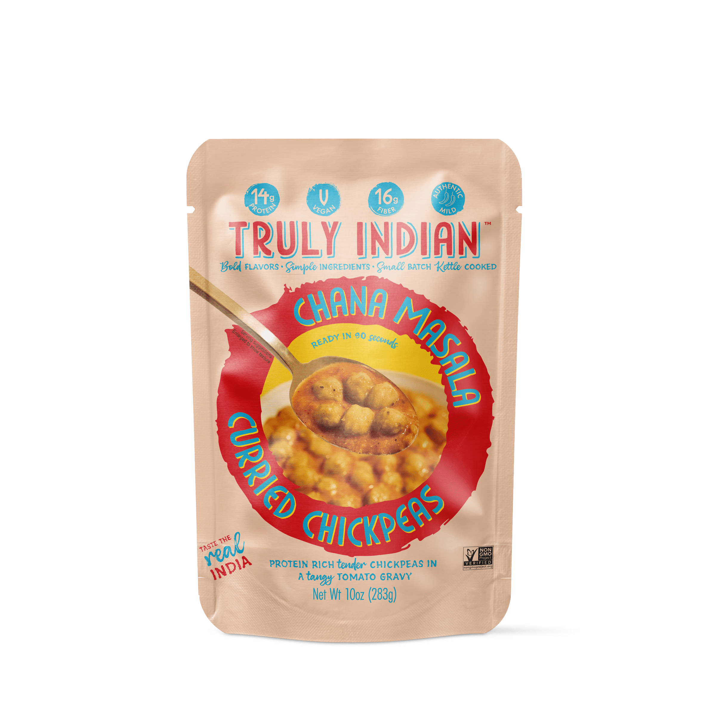 Truly Indian Curried Chickpeas, Chana Masala, "Ready-to-Eat" Indian Meal, Vegan & Microwaveable, 10 oz (6 pack)