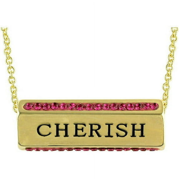 Truly Inspired Women's Gold Plated 'Love, Friendship, Cherish' Crystal Sentiment Necklace