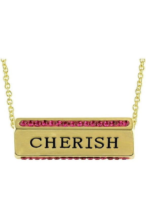 Truly Inspired Women's Gold Plated 'Love, Friendship, Cherish' Crystal Sentiment Necklace