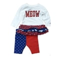 thumbnail image 1 of Truly Scrumptious Infant Girls Set Patriot Meow Ruffle Shirt & Stretch Pants NB, 1 of 2