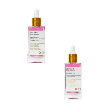 Truly After Shave Oil Strawberry and Vanilla for Smooth Skin –Alcohol-Free Post Shave Treatment with Hyaluronic Acid & Peptides to Soothe Razor Burn, Prevent Ingrown Hairs & Dryness –2-Pack 90ml Each