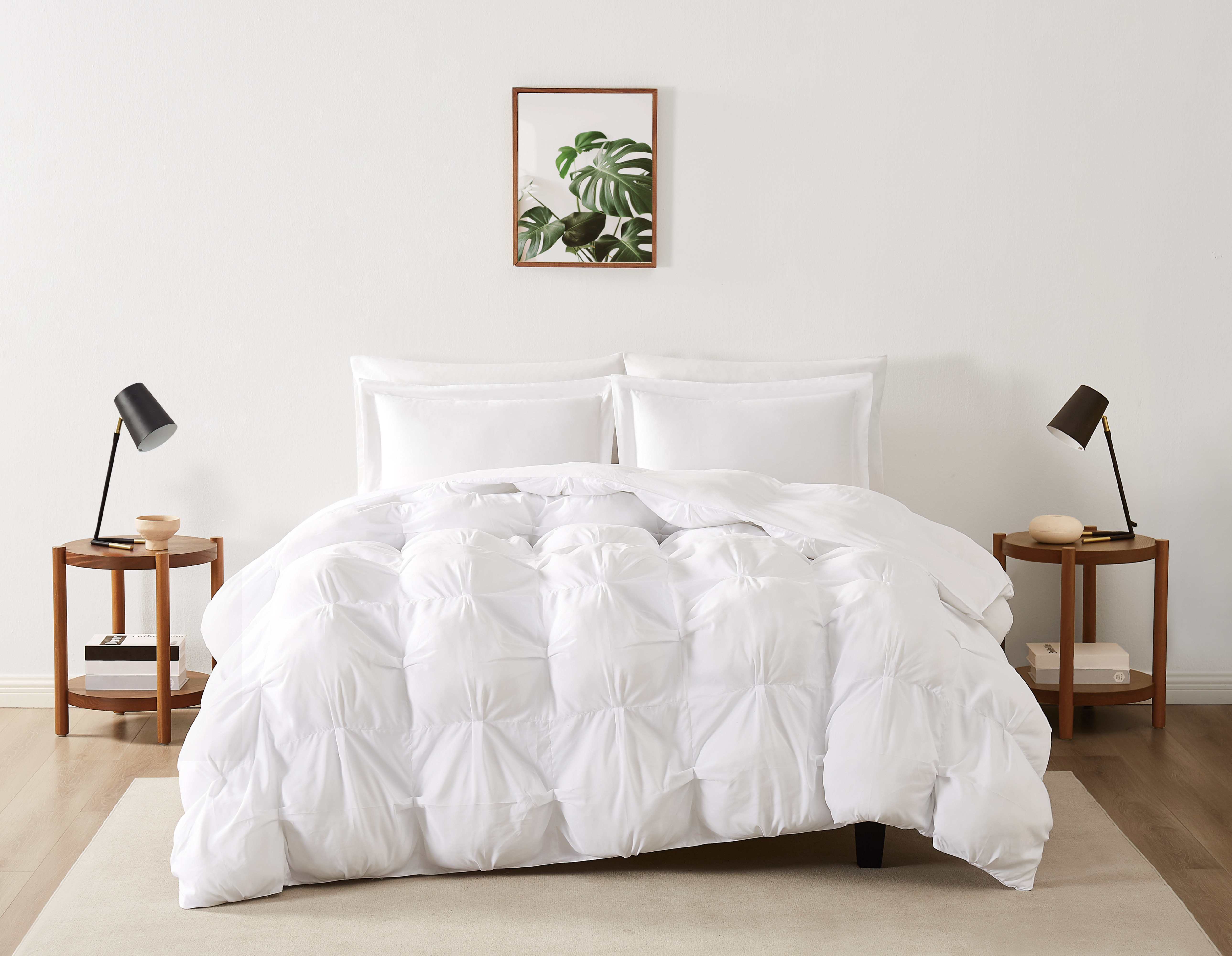 Truly Soft Cloud Puffer Boxed Pleat 100% Microfiber Polyester White 2-Piece Twin Comforter Set, Solid Casual themed, Adult Bedding, OEKO-TEX Certified