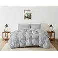 thumbnail image 1 of Truly Soft Cloud Puffer Boxed Pleat 100% Microfiber Polyester Grey 3-Piece King Comforter Set, Solid Casual themed, Adult Bedding, OEKO-TEX Certified, 1 of 12