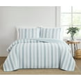 thumbnail image 1 of Truly Soft Aiden Stripe 100% Microfiber Polyester  3 Piece King Quilt Set in Blue, All Season, Adult Size, OEKO-TEX Certified, 1 of 9