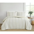 thumbnail image 1 of Truly Soft Aiden Stripe Quilt Set Beige Polyester 3-Piece Full/Queen Quilt Set, stripe themed, for Men and Women, OEKO-TEX Certified Confidence, 1 of 9