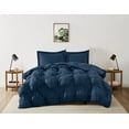 thumbnail image 1 of Truly Soft Cloud Puffer Boxed Pleat 100% Microfiber Polyester Dark Blue 3-Piece King Comforter Set, Solid Casual themed, Adult Bedding, OEKO-TEX Certified, 1 of 9