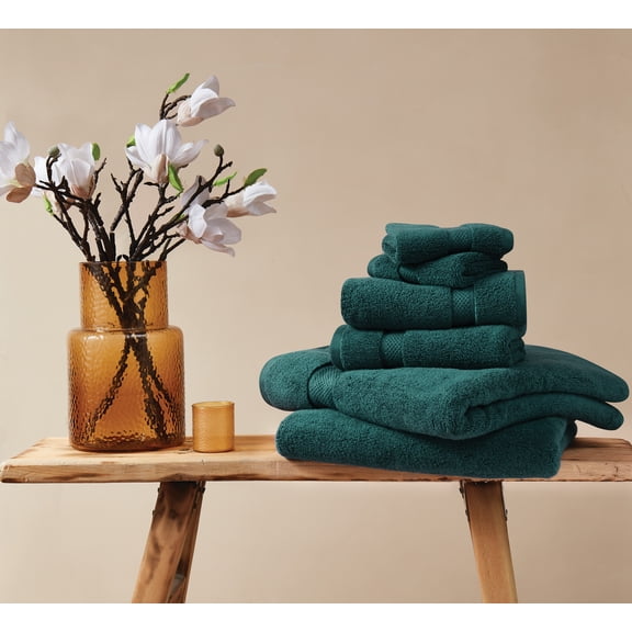 TRULY SOFT Cloud Solid Green 6 Piece Towel Set, Solid Color, Oeko-TEX Certified