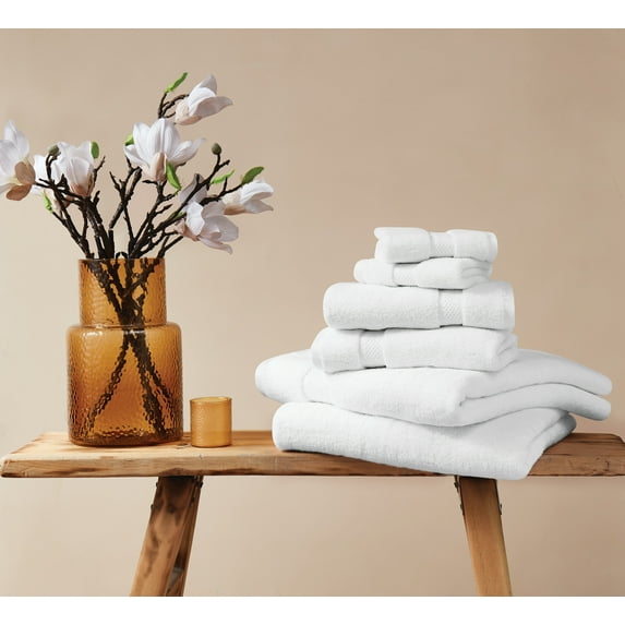 TRULY SOFT Cloud Solid White 6 Piece Towel Set, Solid Color, Oeko-TEX Certified