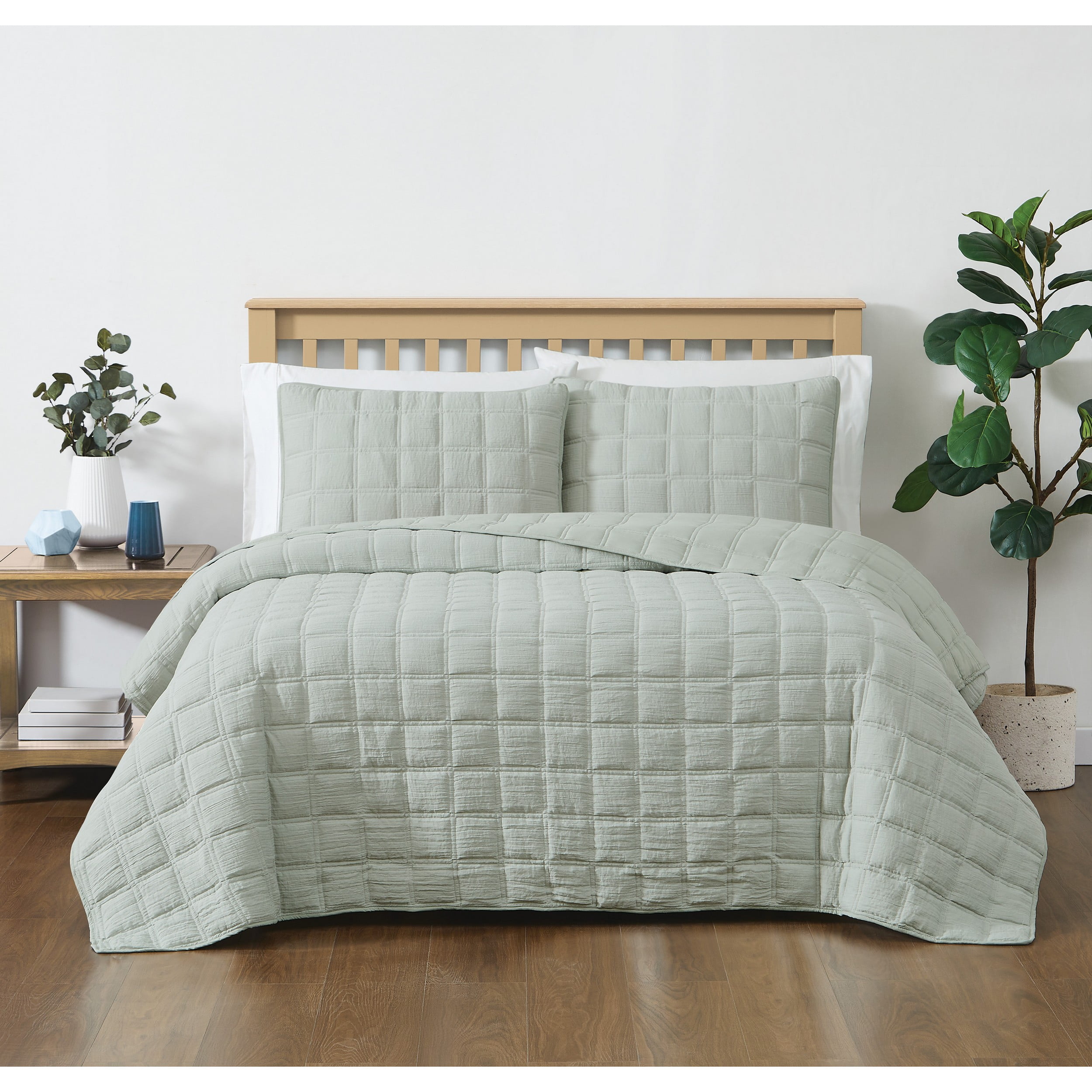 Truly Soft Cozy Gauze Grey King 3 Piece Quilt Set Walmart