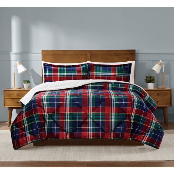 Truly Soft Cuddle Warmth Ivan Plaid 100% Microfiber Polyester 3 Piece Full/Queen Comforter Set, All Season, Adult Size, OEKO-TEX Certified