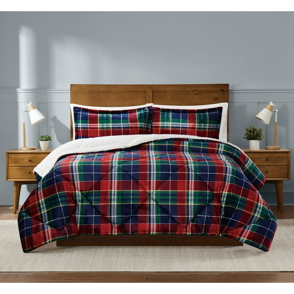 Truly Soft Cuddle Warmth Ivan Plaid 100% Microfiber Polyester 3 Piece King Comforter Set, All Season, Adult Size, OEKO-TEX Certified