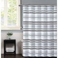 thumbnail image 1 of Truly Soft Curtis Stripe White and Grey Polyester 1-Piece Standard Shower Curtain, stripe themed, for Men and Women, OEKO-TEX Certified Confidence, 1 of 4