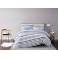 thumbnail image 1 of Truly Soft Curtis Stripe White and Grey Polyester 3-Piece King Quilt Set, stripe themed, for Men and Women, OEKO-TEX Certified Confidence, 1 of 7