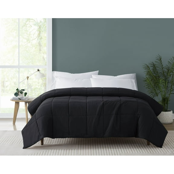Truly Soft Everyday 100% Down Alternative Full/Queen Blanket in Black, Solid Color, OEKO-TEX Certified