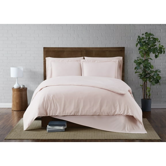 Truly Soft Everyday 100% Microfiber Polyester Blush 3-Piece Twin/TXL Comforter Set with Removeable Cover, Solid Casual themed, Adult Bedding, OEKO-TEX Certified