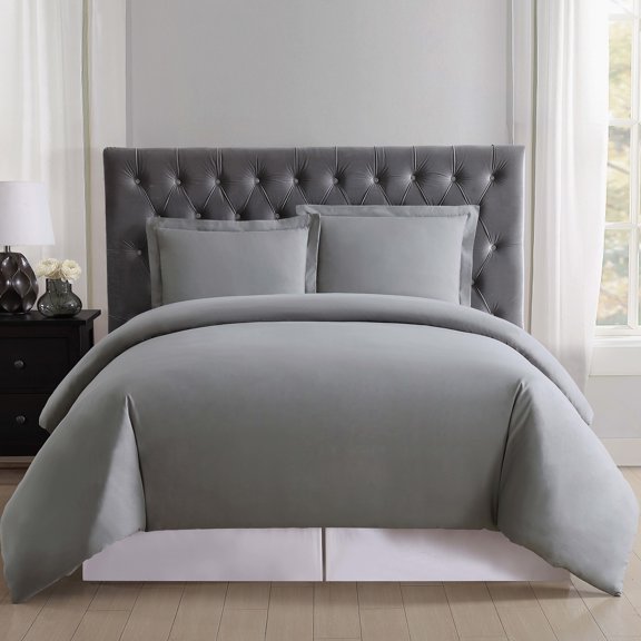 Truly Soft Everyday 100% Microfiber Polyester Grey 3-Piece Twin/TXL Comforter Set with Removeable Cover, Solid Casual themed, Adult Bedding, OEKO-TEX Certified