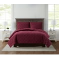 thumbnail image 1 of Truly Soft Everyday 3D Puff Quilted Burgundy King 3 Piece Quilt Set, 1 of 2