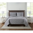 thumbnail image 1 of Truly Soft Everyday 3D Puff Quilted Grey King 3 Piece Quilt Set, 1 of 2