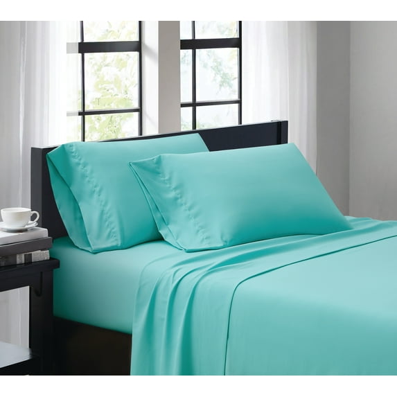 Truly Soft Everyday Solid Microfiber 100% Microfiber Polyester Deep Pocket Turquoise 4-Piece Queen, All Season, Adult Size, OEKO-TEX Certified