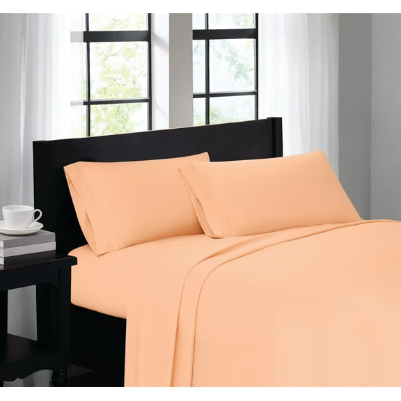 Truly Soft Everyday Solid Microfiber 100% Microfiber Polyester Deep Pocket Peach 4-Piece Queen, All Season, Adult Size, OEKO-TEX Certified