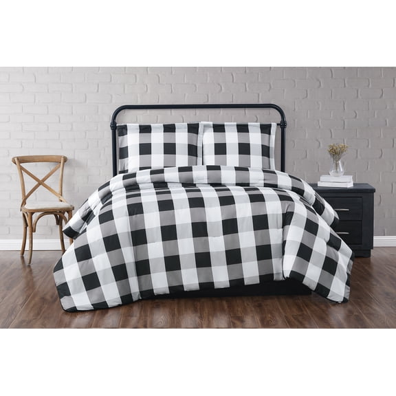 Truly Soft Everyday Buffalo Plaid 2-Piece Twin XL Duvet Set in Black, Polyester , Adult, All Season, OEKO-TEX Certified