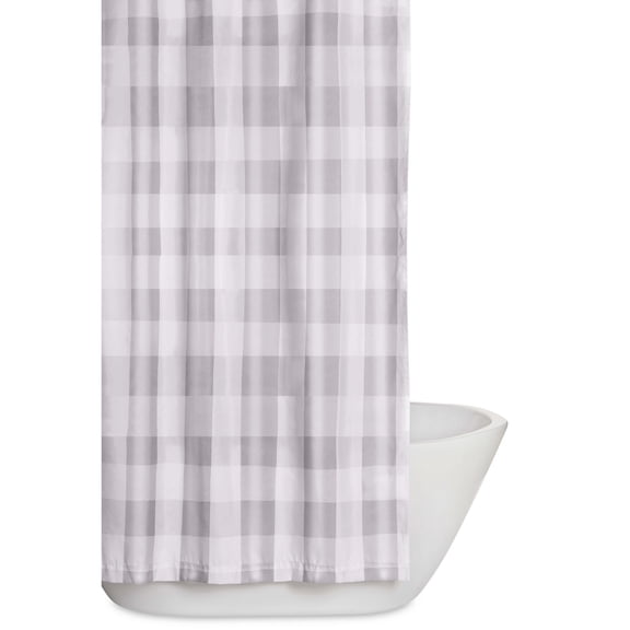 Truly Soft Everyday Buffalo Plaid 100% Microfiber Polyester Standard 72x72 Inch Shower Curtain in Gray, All Season, Adult Size, OEKO-TEX Certified