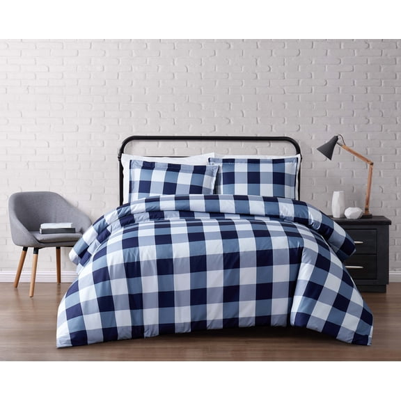 Truly Soft Everyday Buffalo Plaid 2-Piece Twin XL Duvet Set in Navy Blue, Polyester , Adult, All Season, OEKO-TEX Certified