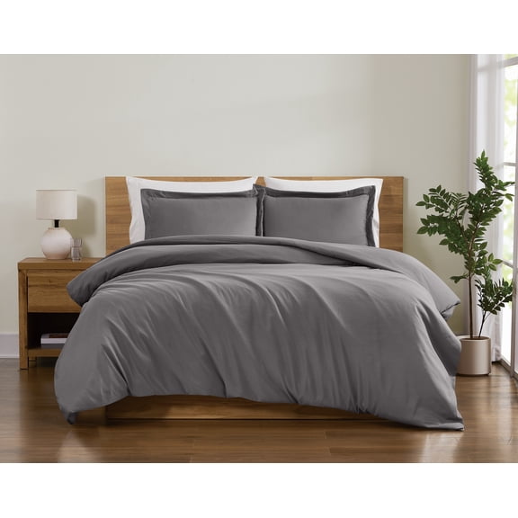Truly Soft Everyday Solid 3-Piece King Duvet Set in Dark Grey, Polyester , Adult, All Season, OEKO-TEX Certified