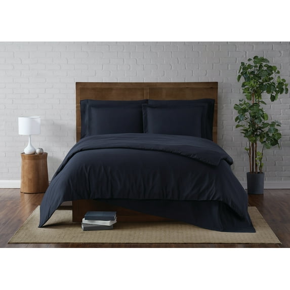 Truly Soft Everyday Solid 3-Piece Full/Queen Duvet Set in Black, Polyester , Adult, All Season, OEKO-TEX Certified