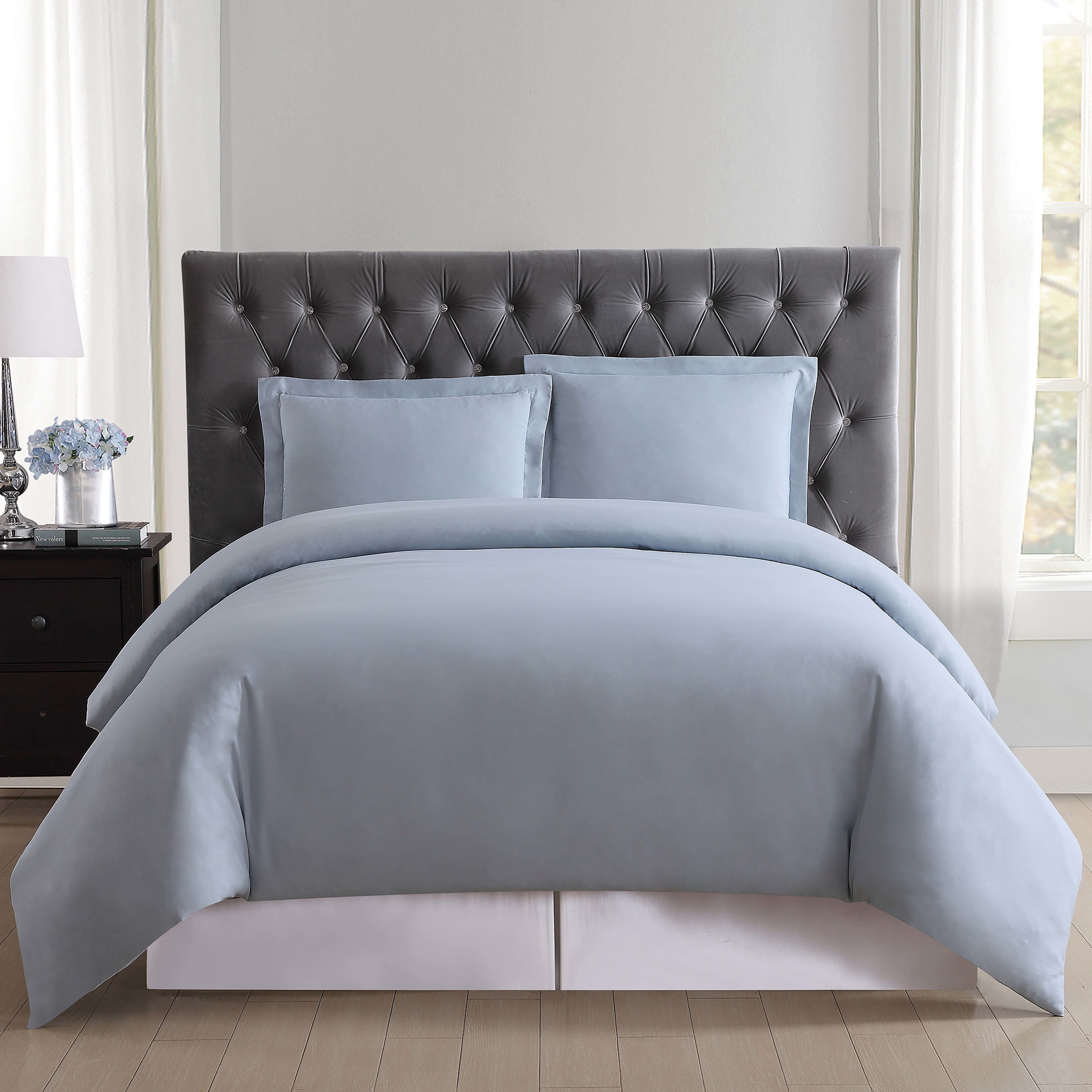 Light Blue Full/Queen Microfiber Duvet Cover Set