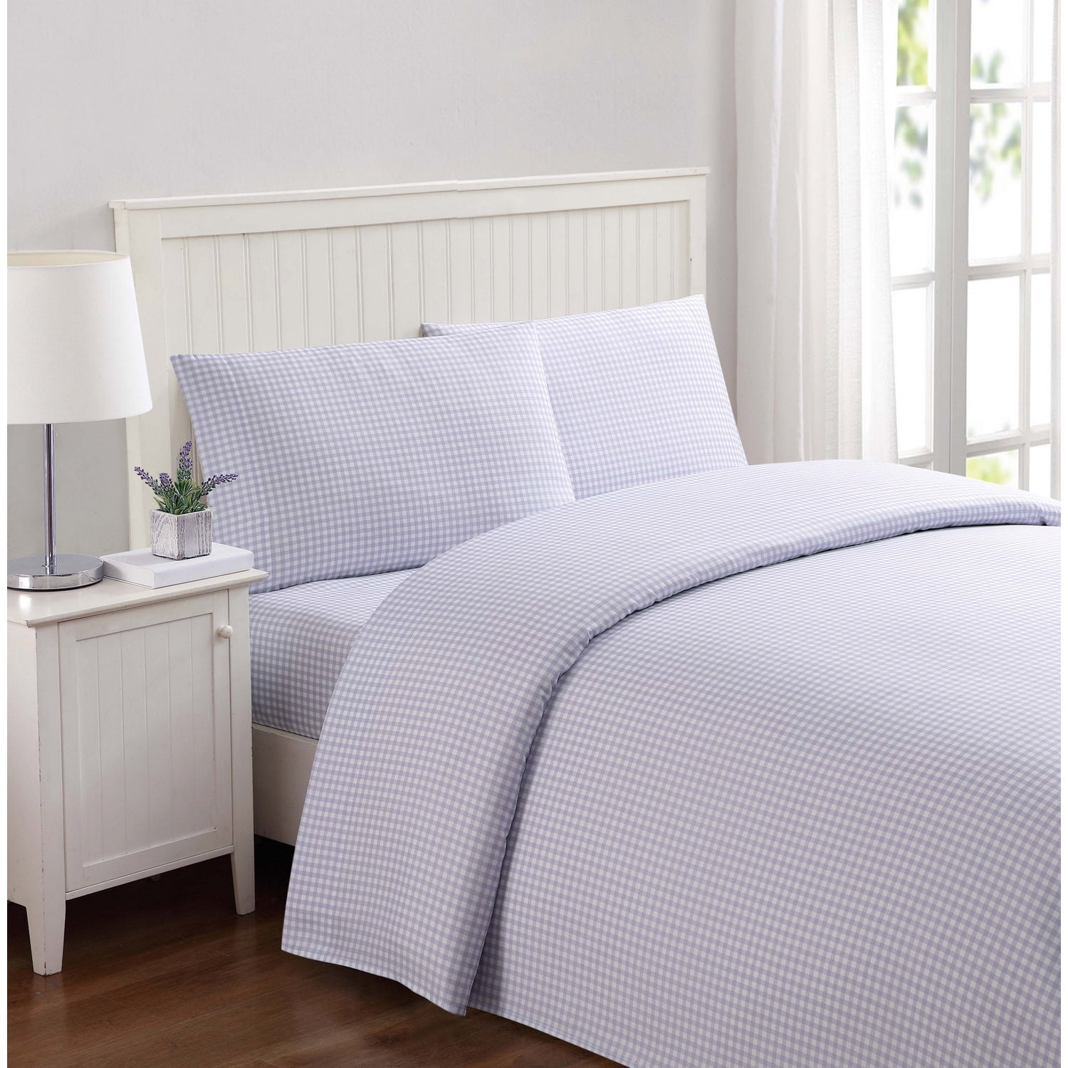 Truly Soft Everyday Gingham Purple Queen Sheet Set