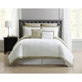 thumbnail image 1 of Truly Soft Everyday Hotel Border White and Khaki 7 Piece King Microfiber Comforter Set, 1 of 7