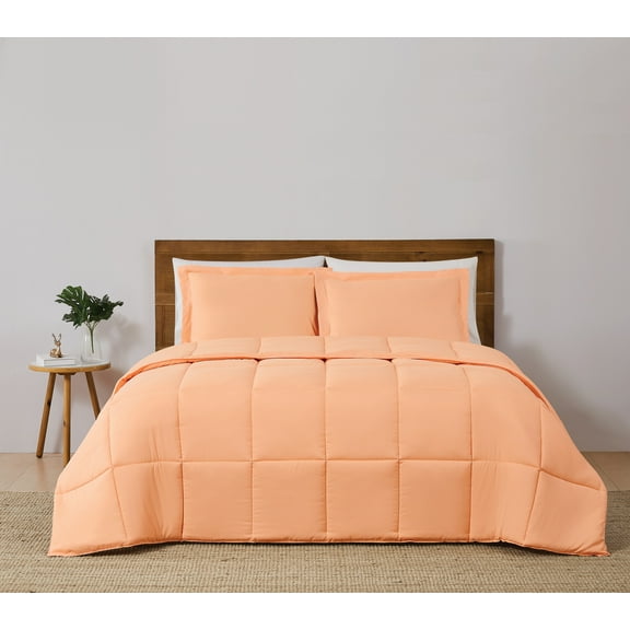 Truly Soft Everyday Reversible 100% Microfiber Polyester Peach 3-Piece King Comforter Set, Solid Casual themed, Adult Bedding, OEKO-TEX Certified