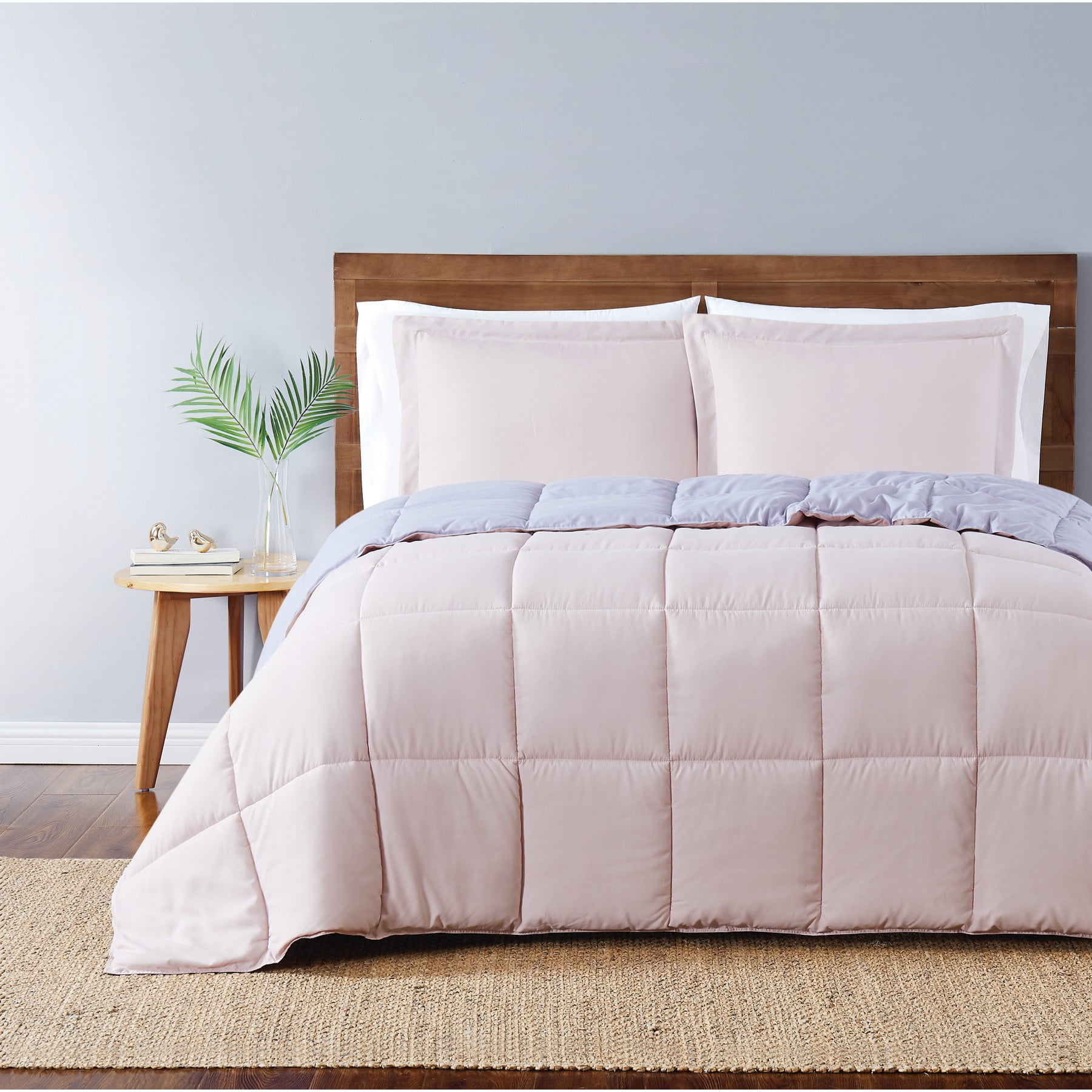 Twin Blush and Lavender Reversible Microfiber Comforter Set