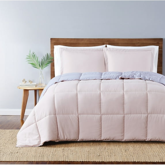 Truly Soft Everyday Reversible 100% Microfiber Polyester Blush and Lavender 2-Piece Twin XL Comforter Set, Solid Casual themed, Adult Bedding, OEKO-TEX Certified