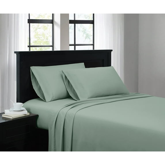 Truly Soft Everyday Solid Microfiber 100% Microfiber Polyester Deep Pocket Green 4-Piece Full, All Season, Adult Size, OEKO-TEX Certified