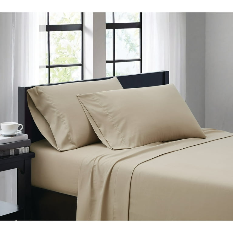 Great Bay Home Ultra-Soft Solid Performance Fabric Sheet Set (Queen, Alpine White)