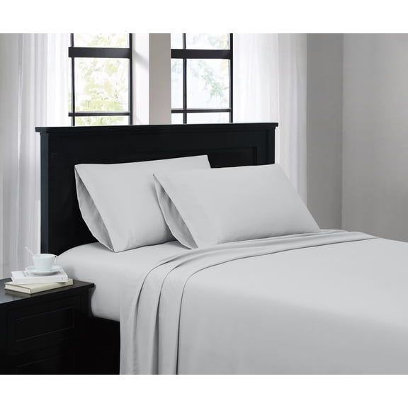 Truly Soft Everyday Solid Microfiber 100% Microfiber Polyester Deep Pocket Light Grey 4-Piece Queen, All Season, Adult Size, OEKO-TEX Certified