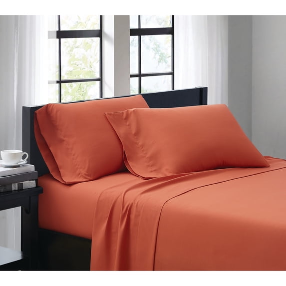 Truly Soft Everyday Sheet Set Orange Microfiber 4-Piece King Sheet Set