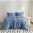 thumbnail image 1 of TRULY SOFT Garment Wash Solid Blue King 3 Piece Comforter Set, Solid Color Themed, Oeko-TEX Certified Confidence, 1 of 9