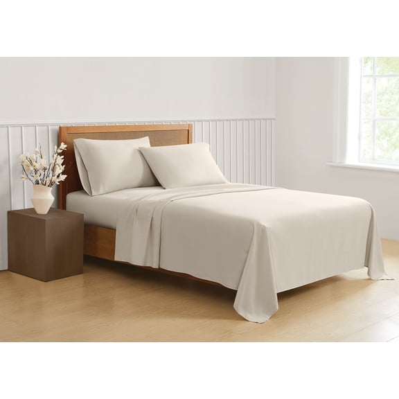 Truly Soft Green 100% Recycled Microfiber Polyester Beige 3-Piece Twin, Solid Casual themed, Adult Bedding, OEKO-TEX Certified