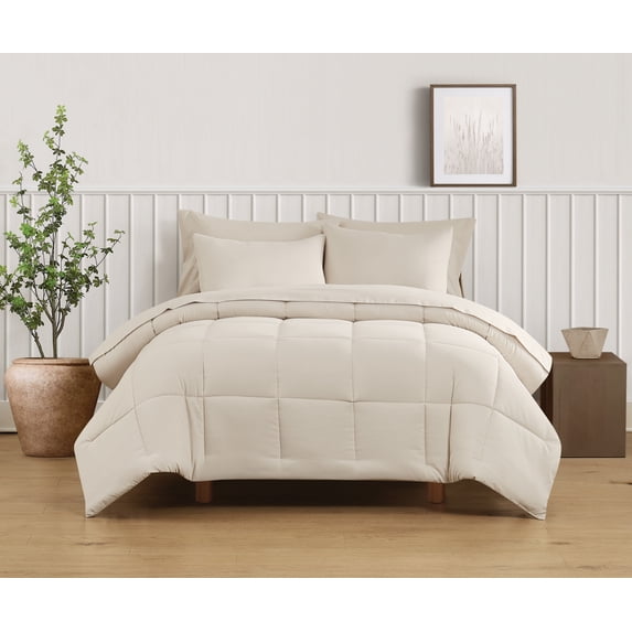 TRULY SOFT Green Solid Beige Twin/Twin XL 2 Piece Comforter Set, Solid Color Themed, Oeko-TEX Certified Confidence