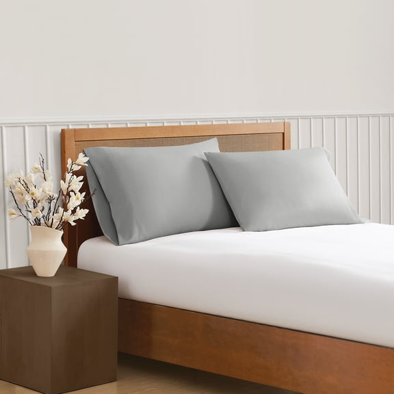 TRULY SOFT Green Solid Grey Standard Pillowcase Pair, Solid Color Themed, Oeko-TEX Certified Confidence
